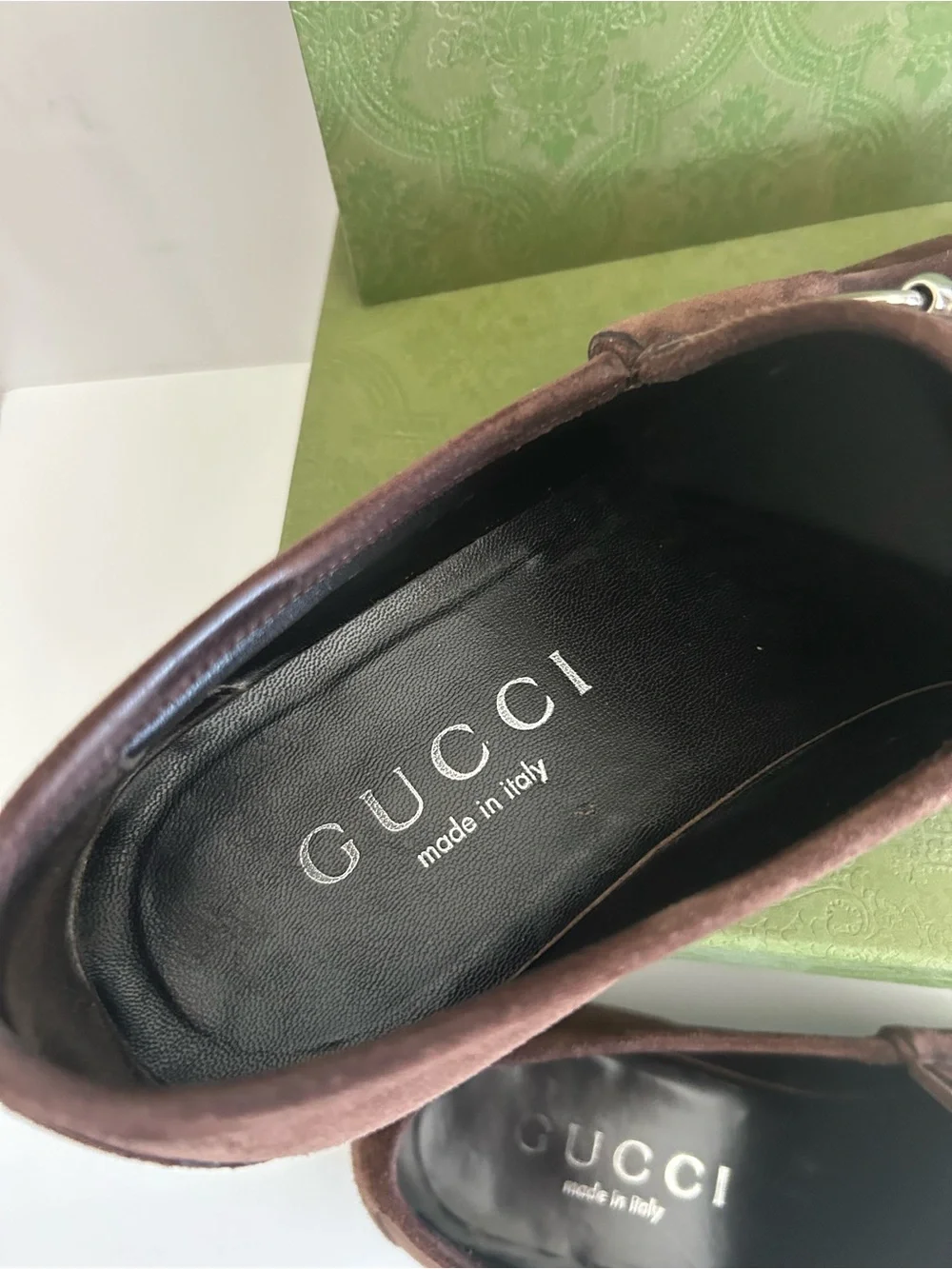 Men’s Gucci Brown Suede Horsebit Slip-On Loafers Sz 8D with Original Box VGUC
